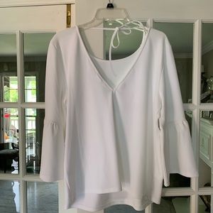 Kenzie Bell Sleeve White Top